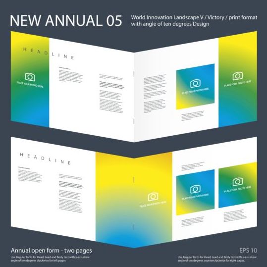 Nuovo vettore di layout di progettazione brochure annuale 05  