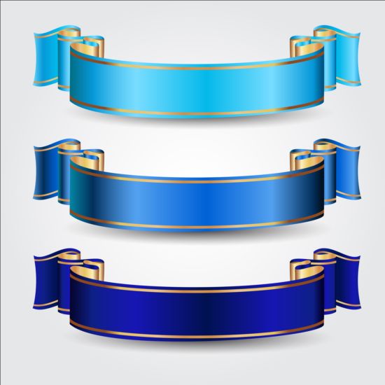Ornate blue ribbons vectors  