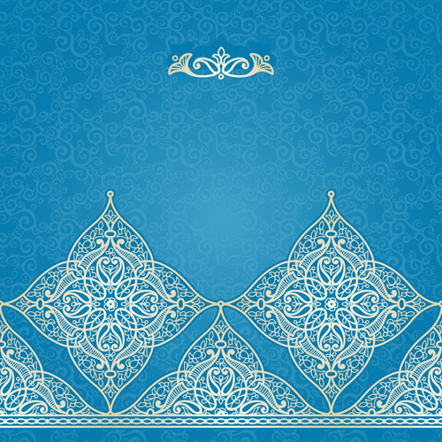 Ornate eastern style floral background vector 01  