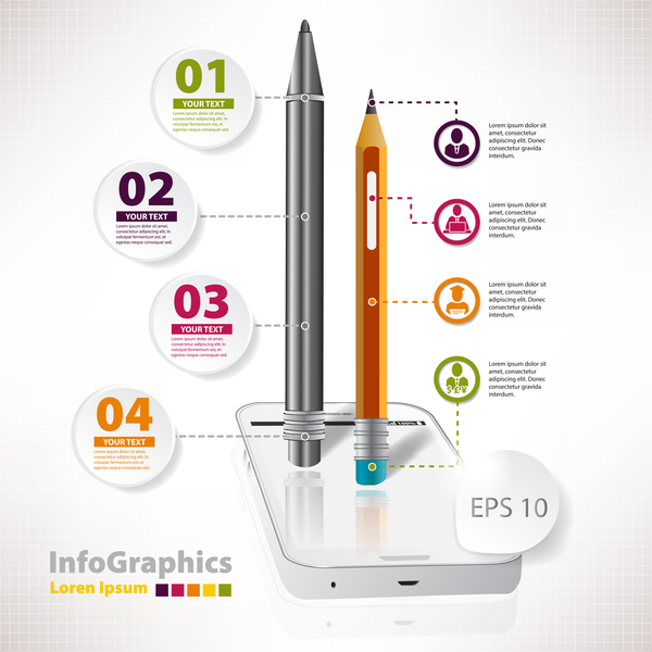 Bleistift-modernes Geschäft infographic Schablonenvektormaterial 10  
