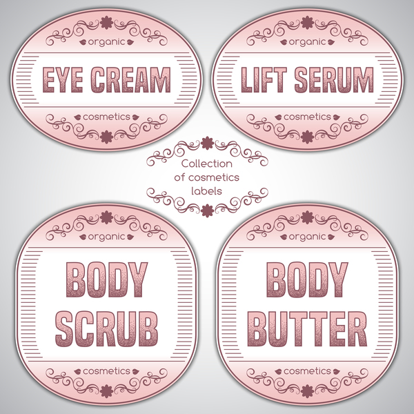 Pink labels of cosmetics vector 01  