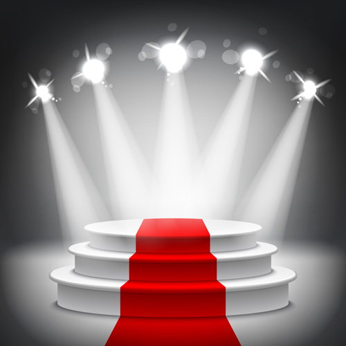 Podium with red carpet and spotlight vectors 06  