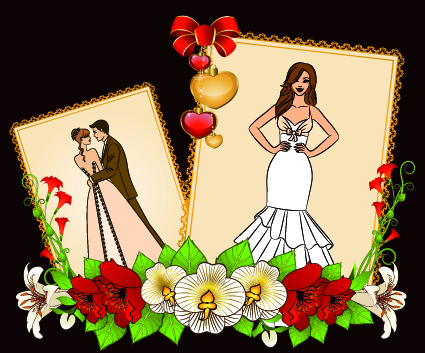 Romantic Postcard wedding vector art 05  