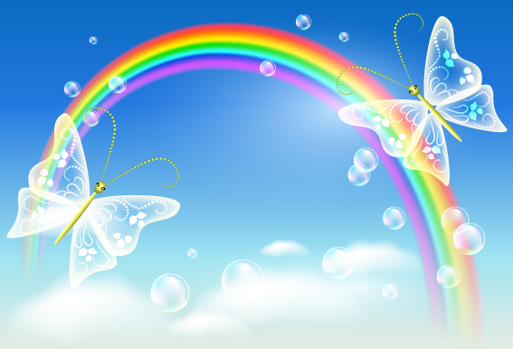 Cartoon Rainbow design elements vector material 01  