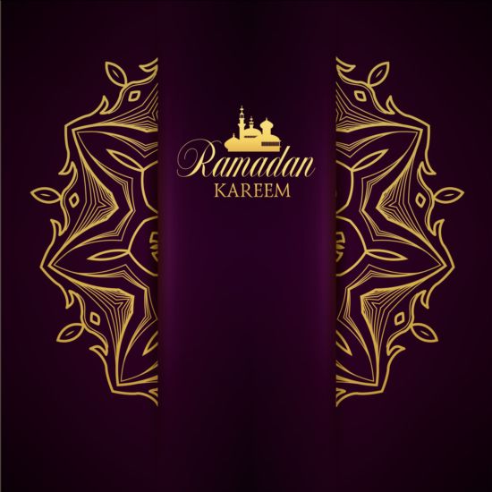 Ramadan kareem purple backgrounds vector set 14  