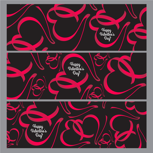 Ribbon heart valentine day banners vector 05  