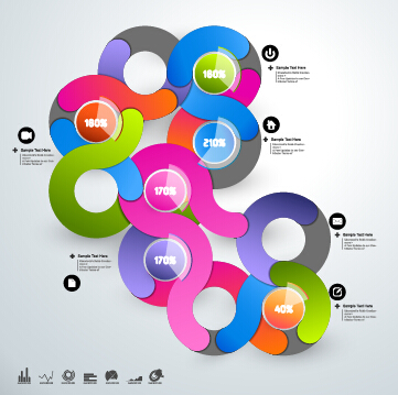 Round colored infographics and diagram vector template 01  