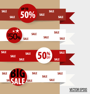 Sale ribbon banner paper vector 02  