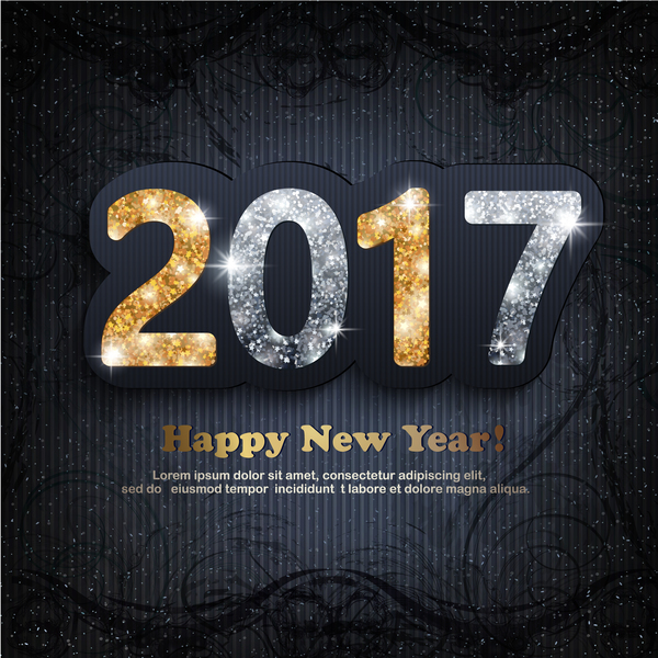 Brillante 2017 nuovo anno di progettazione con sfondo scuro vettore 04  