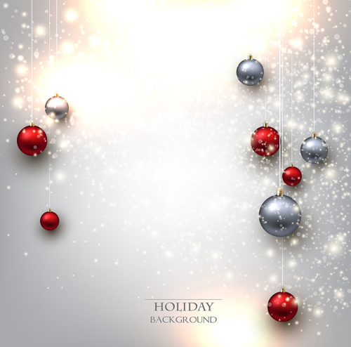Shiny holiday baubles vector background 01  