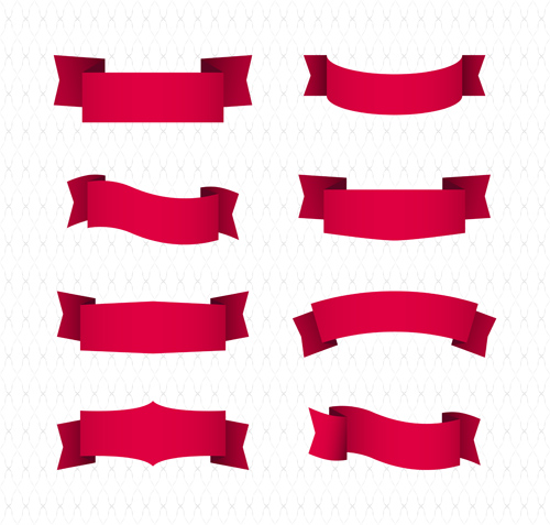 Simply red ribbon vector banners set 06  