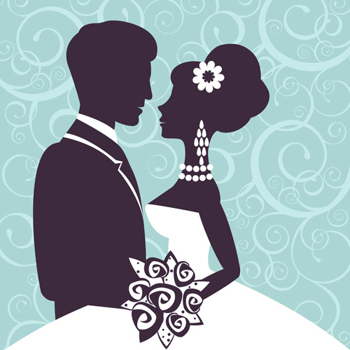 Sina with bride wedding vector silhouettes 03  