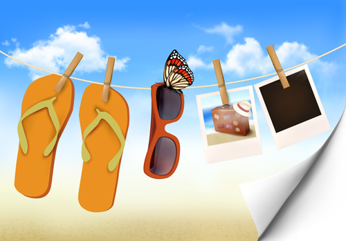 Summer beach vacation background art vector 02  