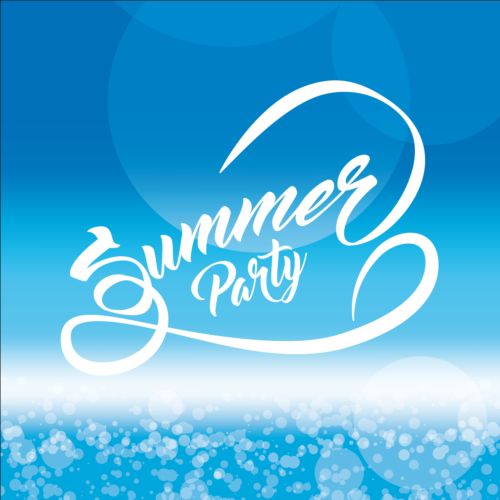 Summer party text logos design vector 01  