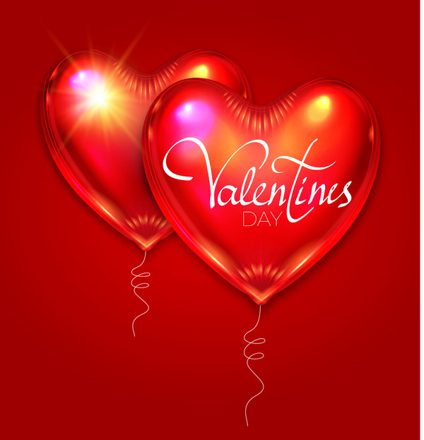 Valentinsgrußherz-Formballon mit rotem Hintergrundvektor  