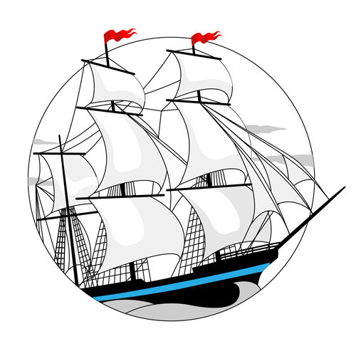 White sailship design vector  