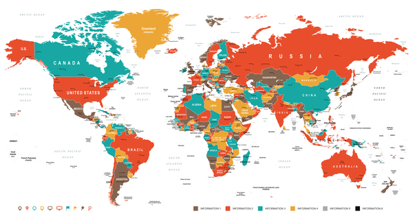 Weltland-Standortkartenvektor  