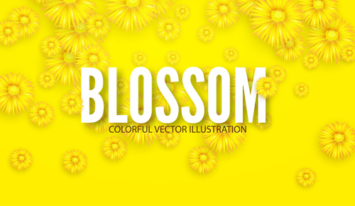 Yellow flowers blosson background vector 04  