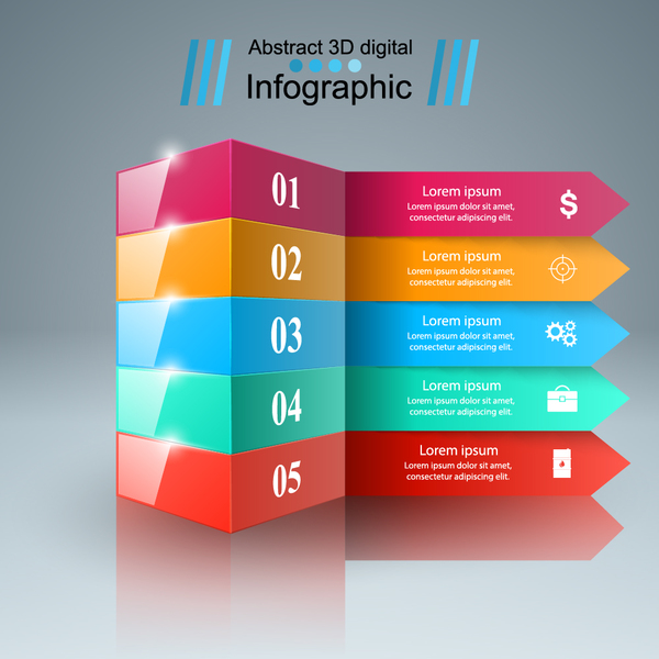 abstract 3d infographic colored vector  