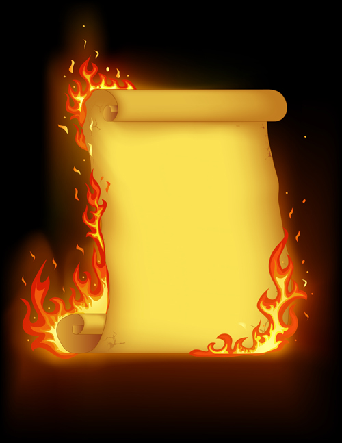 Set of Burning old paper design vector 01  