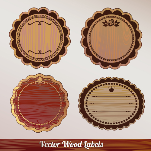 Vector set of Wooden labels elements 01  