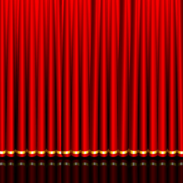 Red curtain elements vector background 03  
