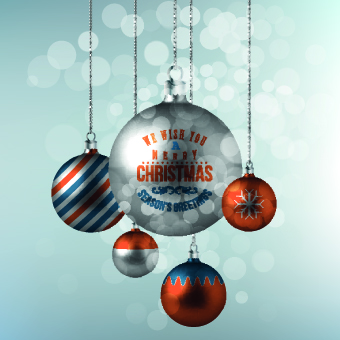 2014 Merry Christmas decor ball vector background 04  