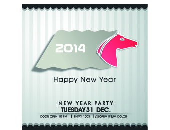 Retro 2014 horse year design vector background 02  