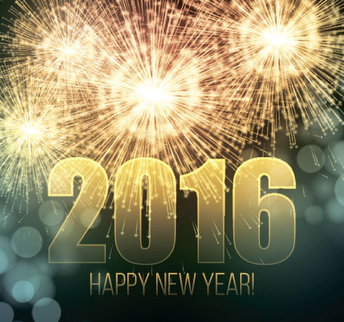 2016 new year with firework background vector 02  