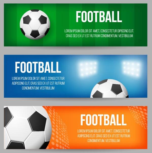 3種類のサッカーバナーテンプレートベクトル  