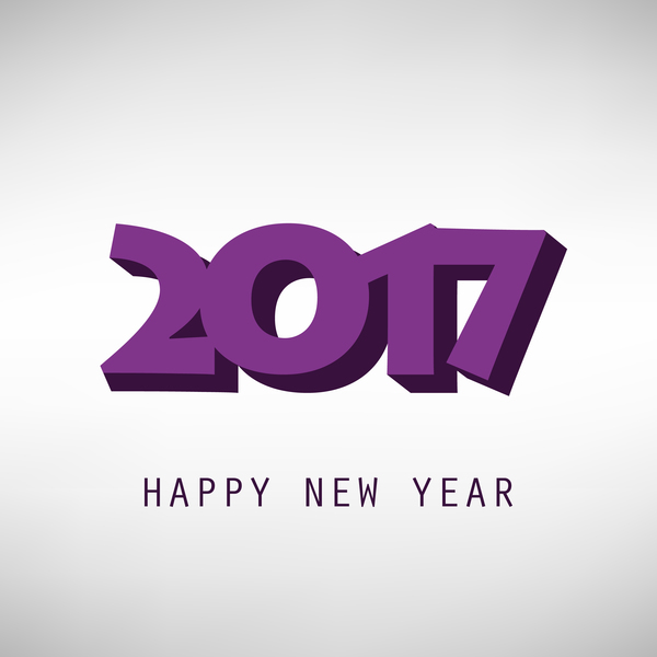 3 D 紫 2017年新年テキスト背景のベクトル  