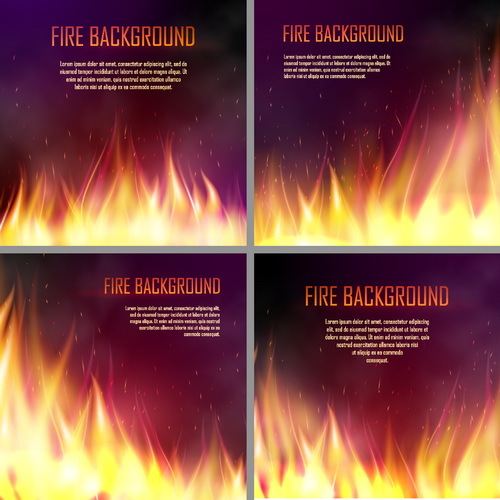 4種類の火の背景ベクトル  