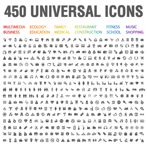 450 Kind universal icons vector set  