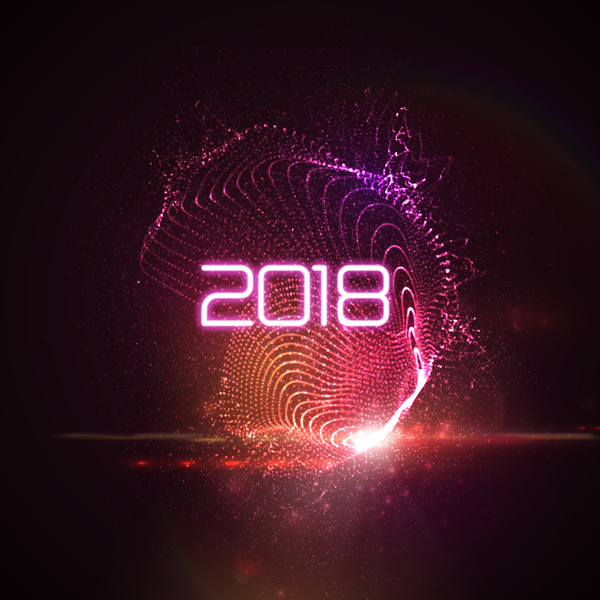 Abstract transparent wave with 2018 new year background vector 04  
