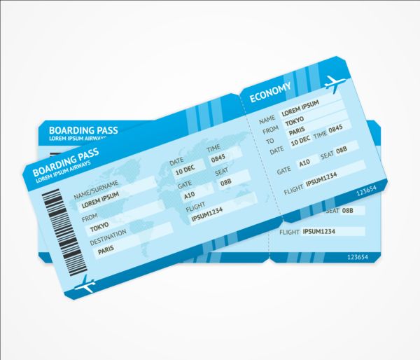 Airline tickets template design vector 02  