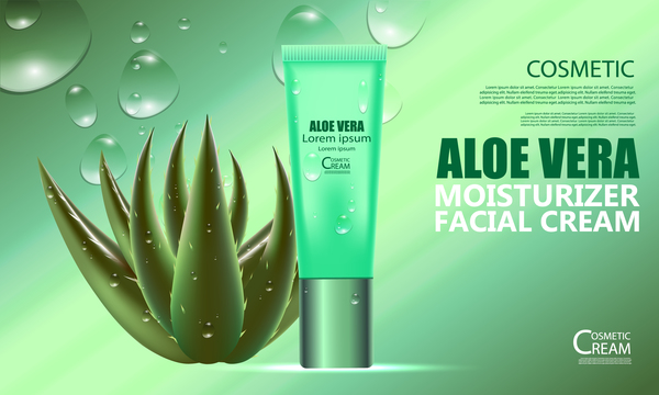 Aloe vera cosmétiques ream affiche vecteurs modèle 07  
