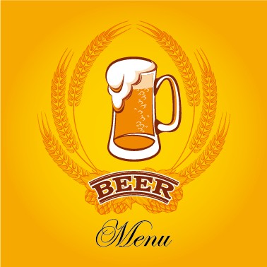 Yellow style beer menu cover design vector 01  