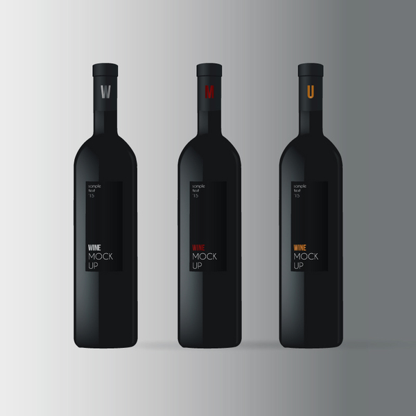 Black wine bottles template vector  