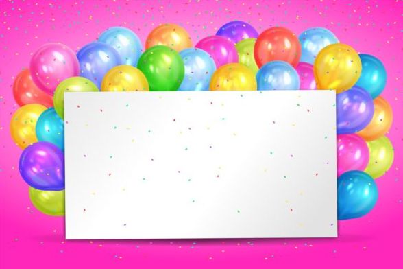 Carte d’anniversaire vierge avec vecteur de ballon de couleur  