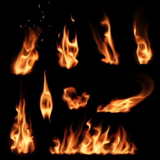 Heldere Fire Flame illistration vectoren set 09  