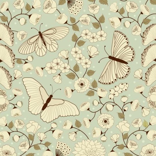 Vlinders met patroon Vintage vector 02  