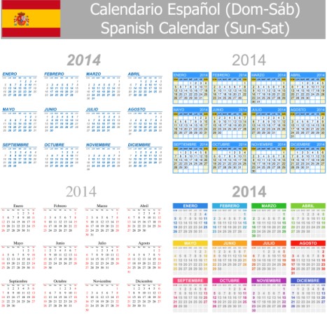 スペイン語バージョン カレンダー 2014 ベクター 01  