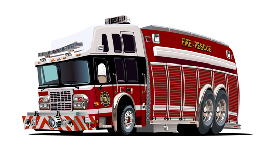 Cartoon fire truck vector material 13  