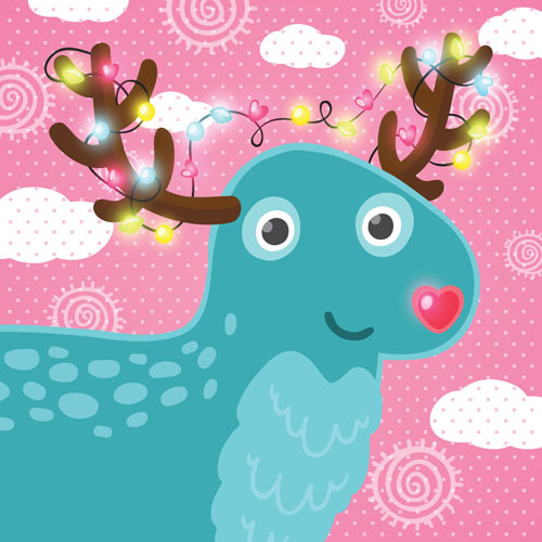 Christmas cute deer vector material 04  