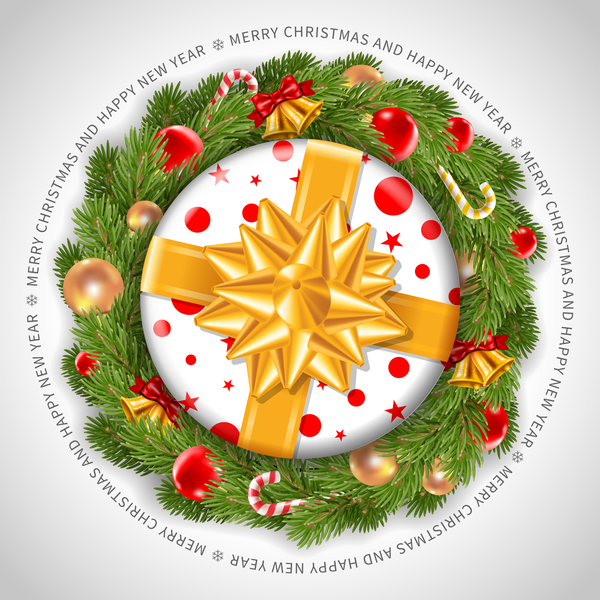 Christmas gift wreath vector  