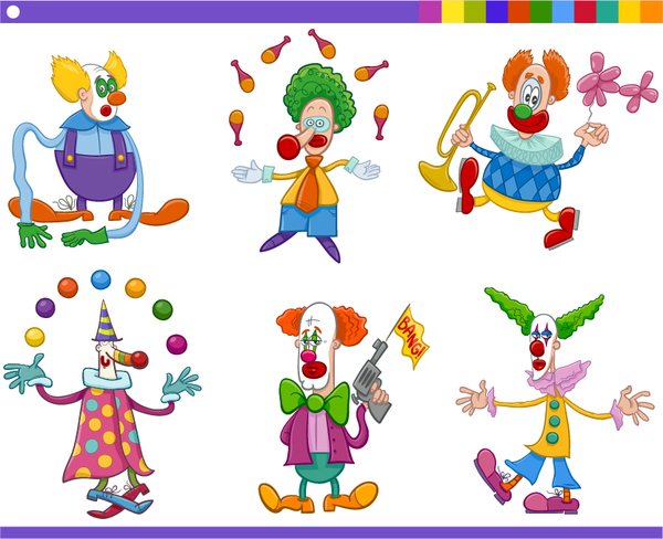 Circus clown vector material set 02  