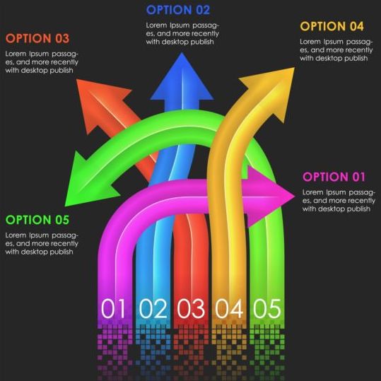 Gekleurde pijl met optie infographic vector 02  