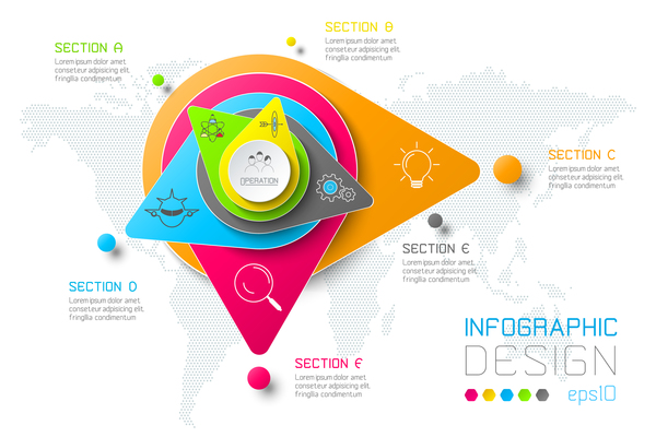 Colored paper infographic templates vectors 15  