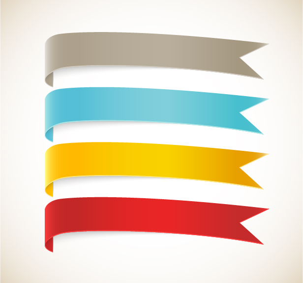 Colored ribbon bookmarks vector 01  