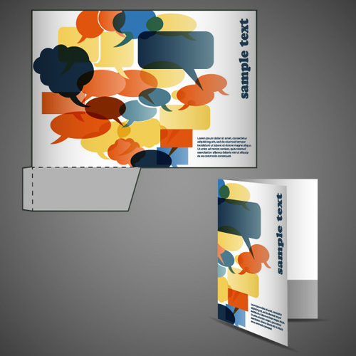 Vector Template of Corporate folder with die cut set 01  